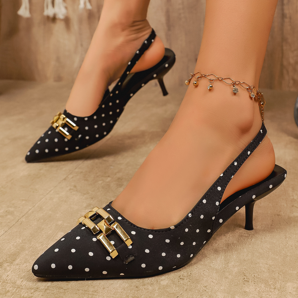 Zapatos de tacón slingback Odette con lunares
