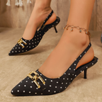 Zapatos de tacón slingback Odette con lunares