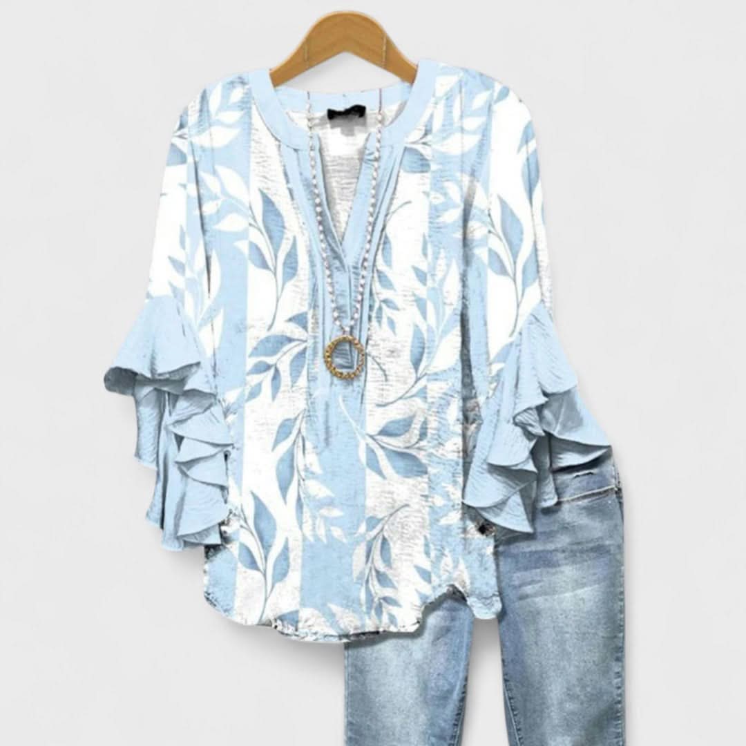 Lina | Blouse florale élégante à manches volantées