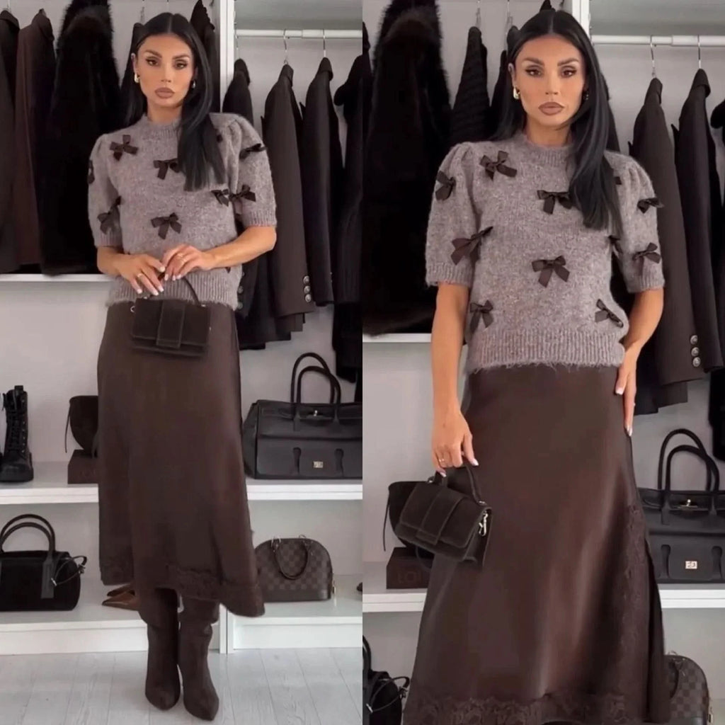 Isabella | Conjunto elegante de suéter y falda de punto