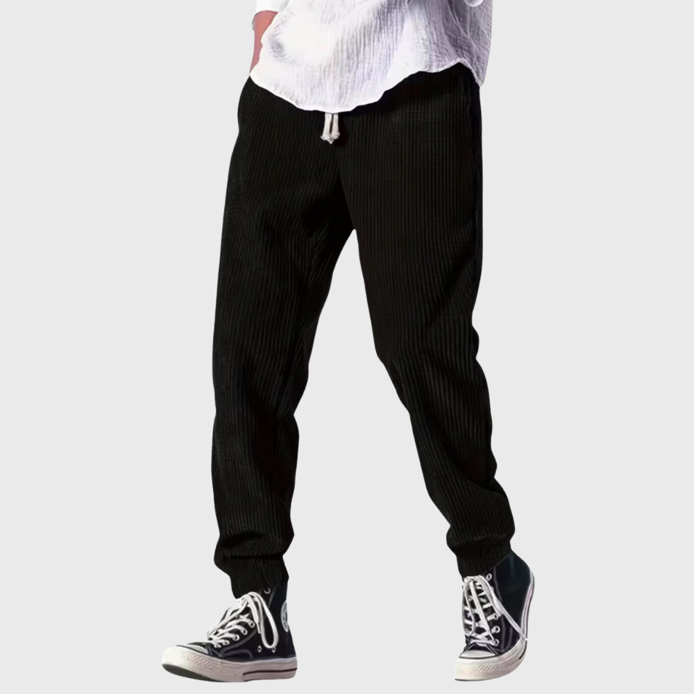 Elliot | Pantalones rectos texturizados con cordón ajustable