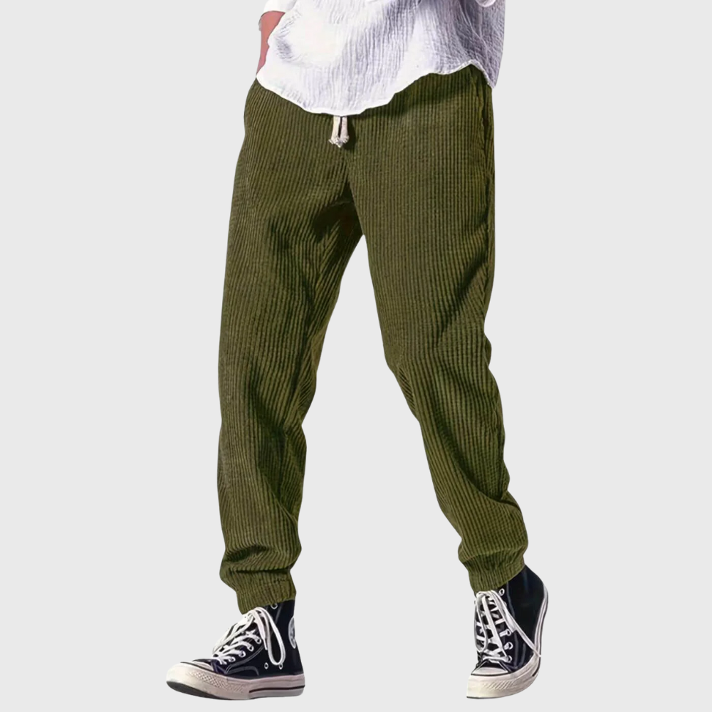 Elliot | Pantalones rectos texturizados con cordón ajustable
