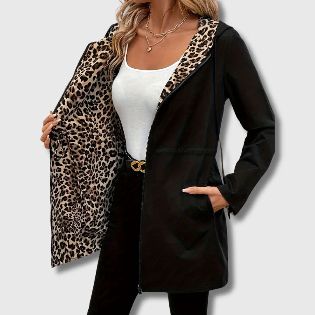 Lainey | Veste réversible élégante imprimé léopard