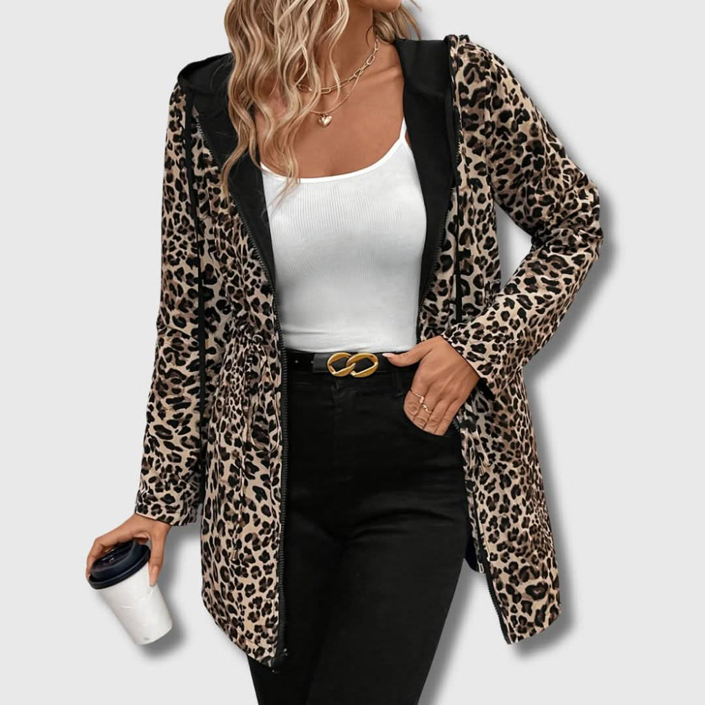 Lainey | Veste réversible élégante imprimé léopard