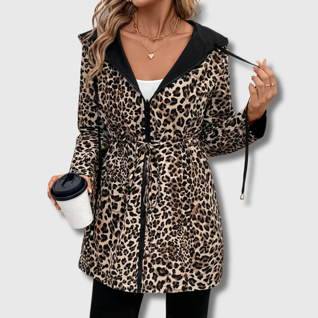Lainey | Veste réversible élégante imprimé léopard