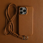 Funda bandolera para iPhone de cuero genuino vacuno