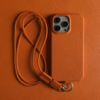 Funda bandolera para iPhone de cuero genuino vacuno