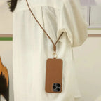 Funda bandolera para iPhone de cuero genuino vacuno