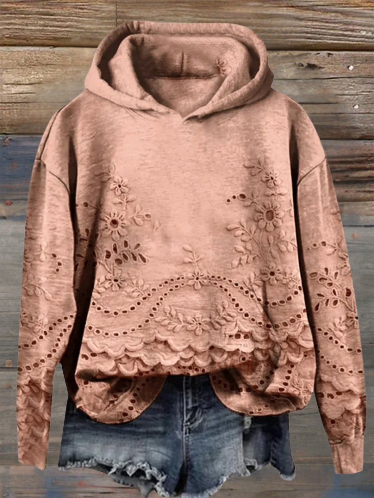 Sacha | Cozy Embroidered Floral Hoodie
