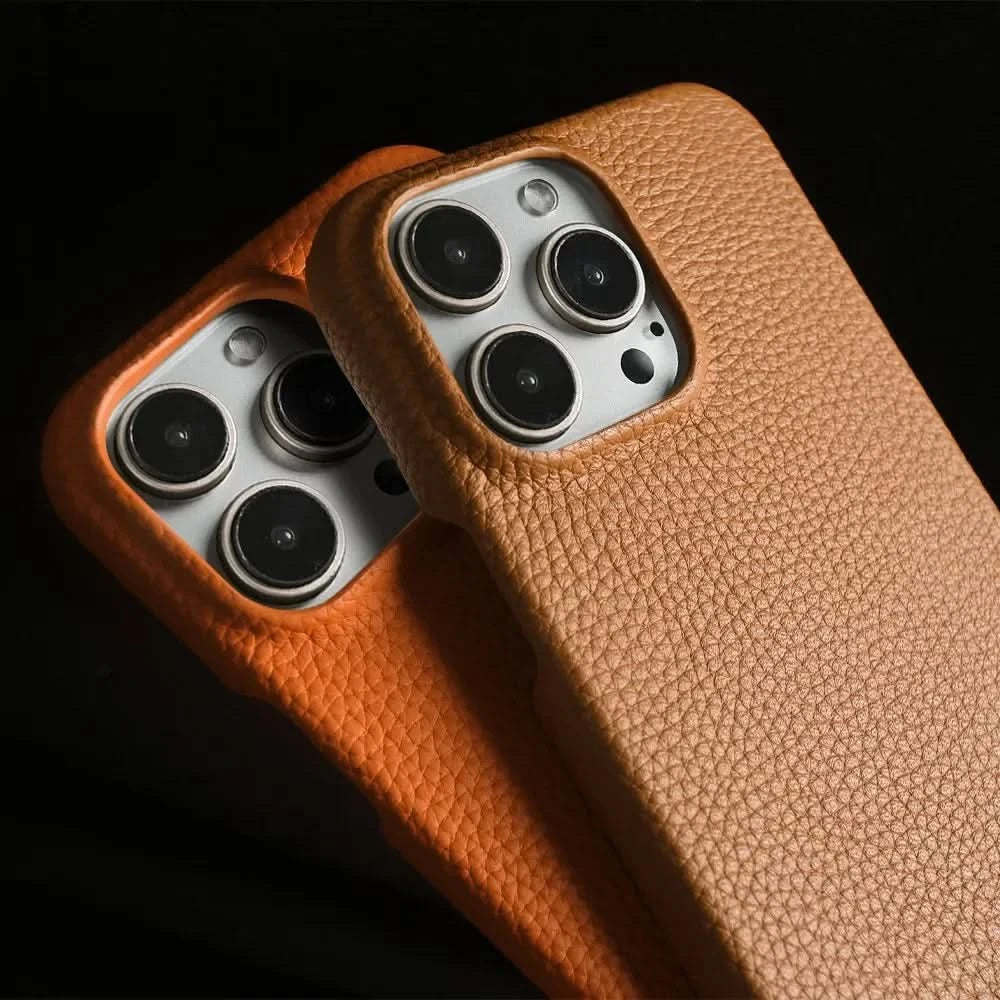 Funda bandolera para iPhone de cuero genuino vacuno