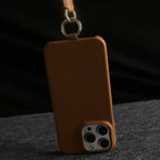 Funda bandolera para iPhone de cuero genuino vacuno