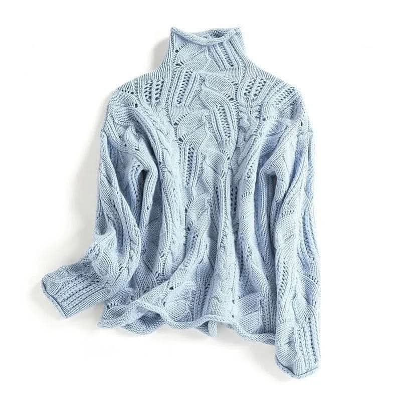 Lydia | Pull col roulé en maille torsadée