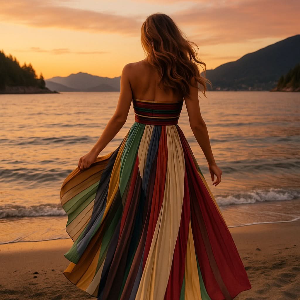 Isola - Elegant Pleated Evening Dress