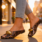 Harper Lane Zapatos sin Cordones de Cuero con Estampado de Leopardo