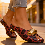 Harper Lane Zapatos sin Cordones de Cuero con Estampado de Leopardo