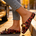 Harper Lane Zapatos sin Cordones de Cuero con Estampado de Leopardo