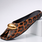 Harper Lane Zapatos sin Cordones de Cuero con Estampado de Leopardo