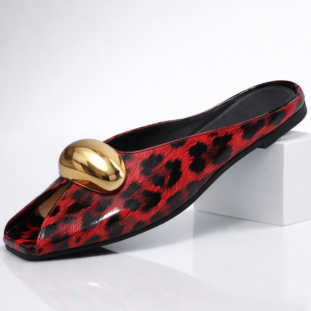 Harper Lane Zapatos sin Cordones de Cuero con Estampado de Leopardo