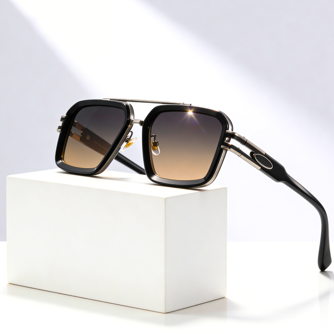 Grid Master™ | Flat-Lens Square Sunglasses | UV400 Metal Detail