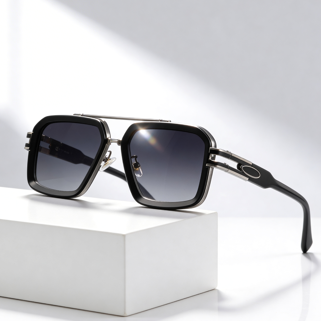 Grid Master™ | Flat-Lens Square Sunglasses | UV400 Metal Detail