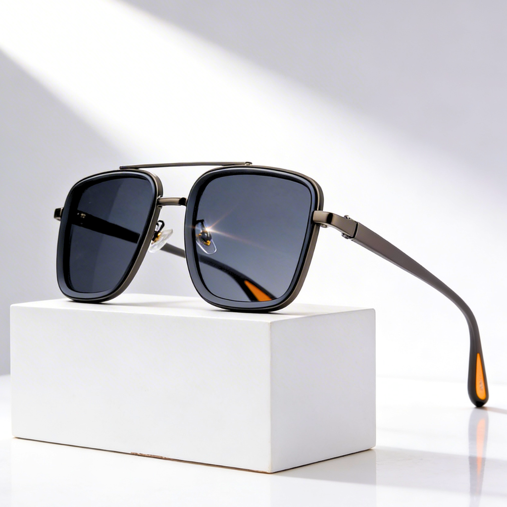 Rift Noir X™ | Square Metal-Acetate Sunglasses | UV380