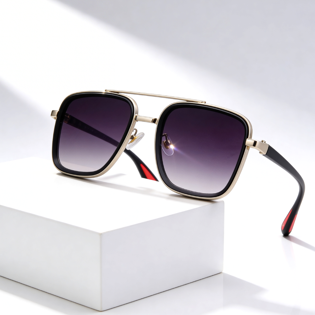 Rift Noir X™ | Square Metal-Acetate Sunglasses | UV380