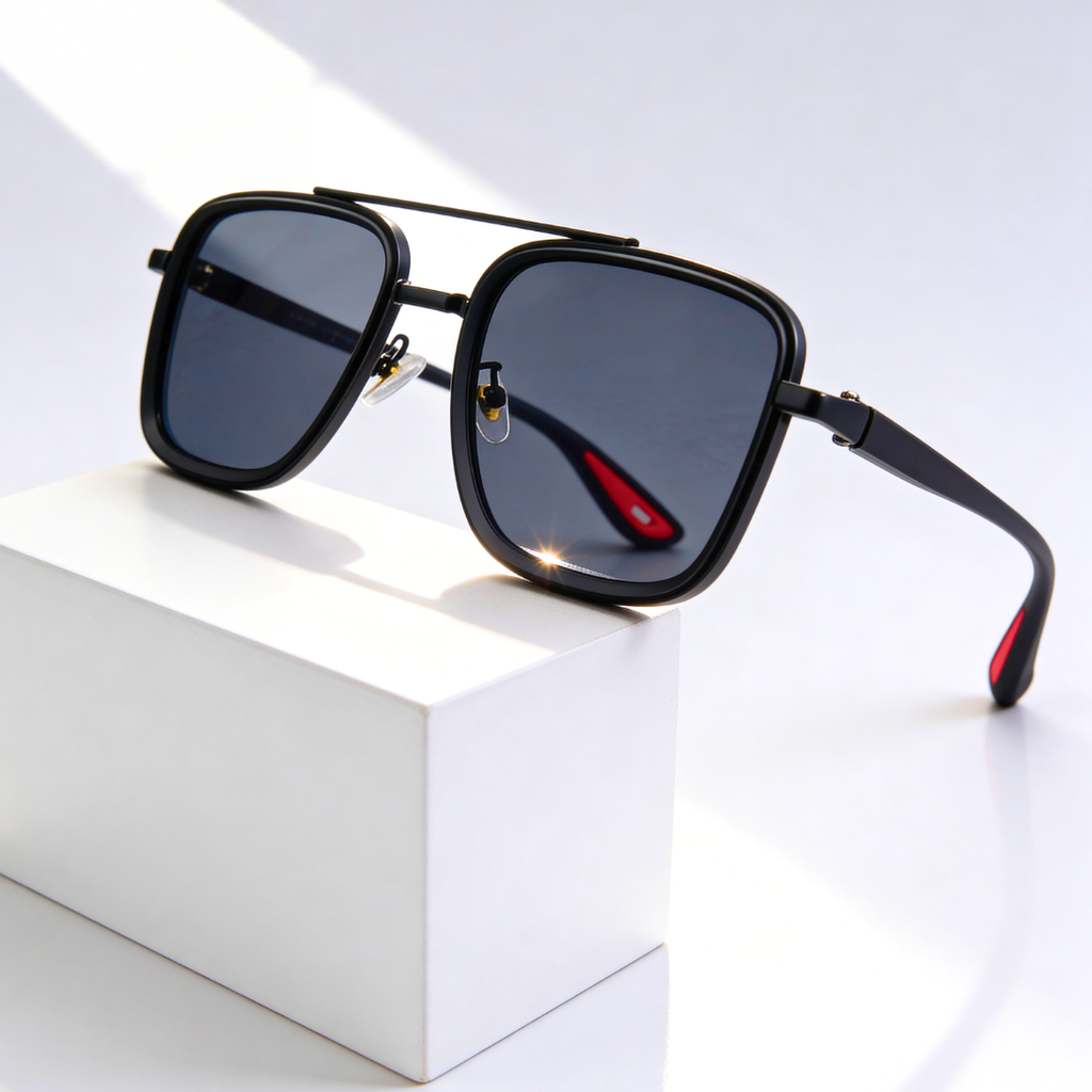 Rift Noir X™ | Square Metal-Acetate Sunglasses | UV380