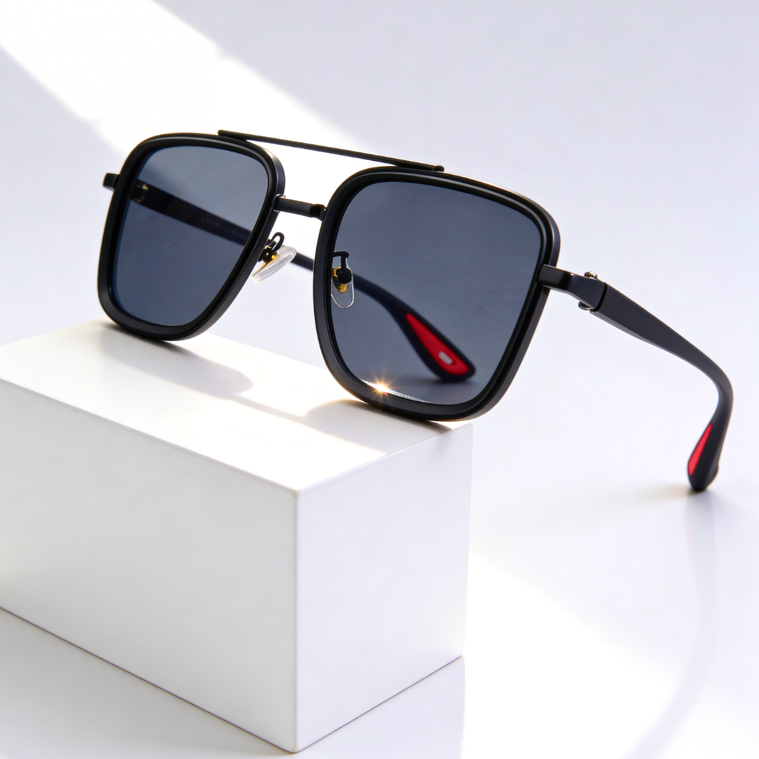 Rift Noir X™ | Square Metal-Acetate Sunglasses | UV380