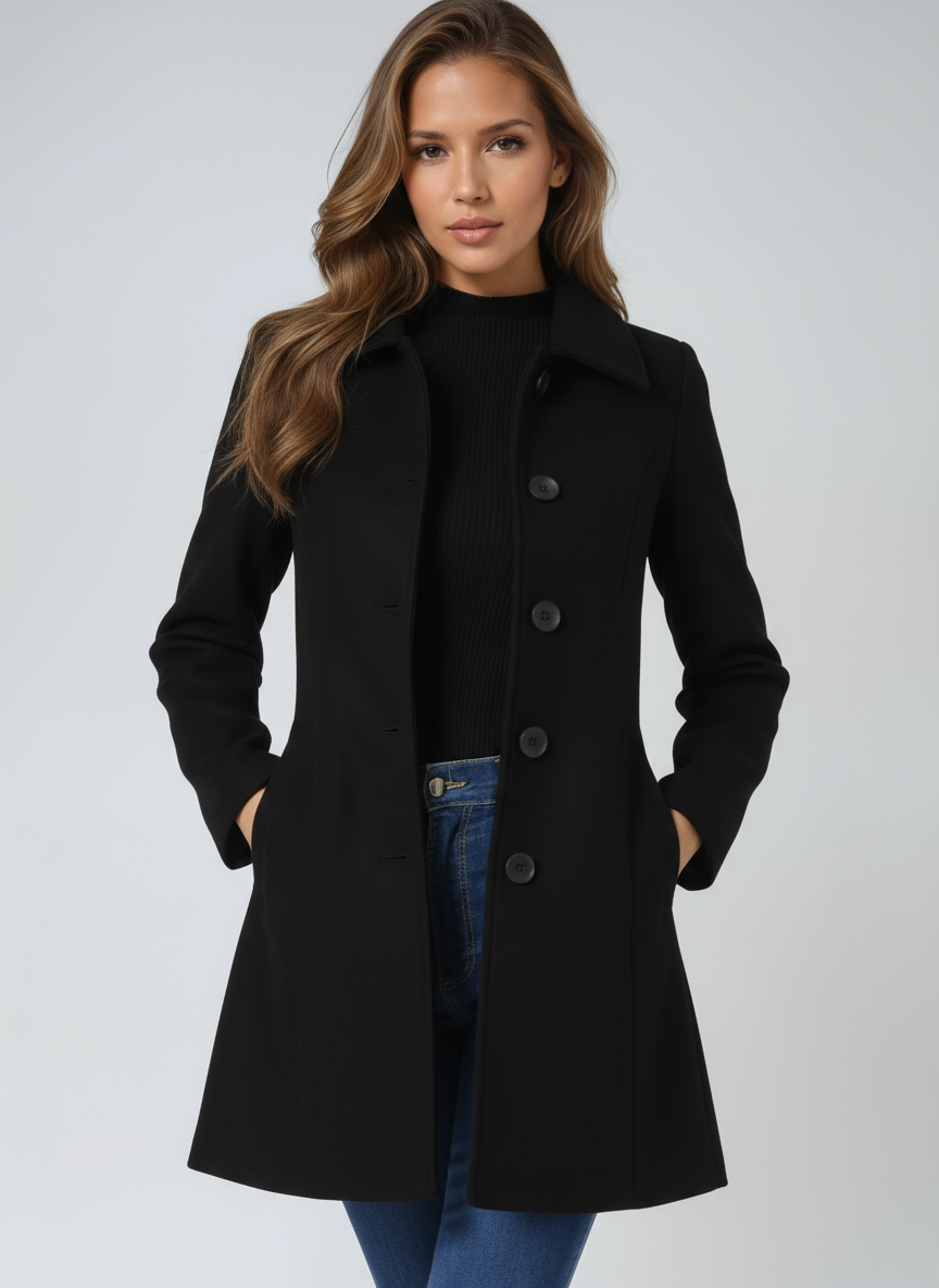 Katherine | Abrigo elegante de botonadura sencilla
