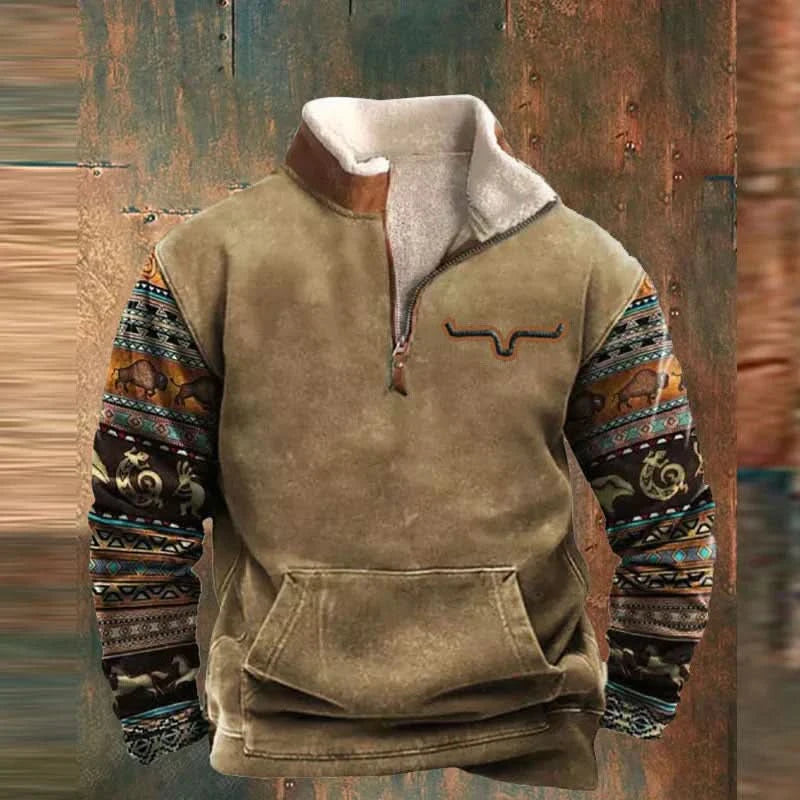 Grayson | Suéter polar con media cremallera y mangas estampadas