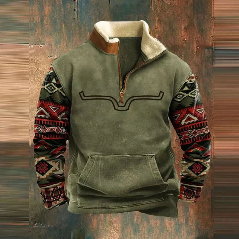 Grayson | Suéter polar con media cremallera y mangas estampadas