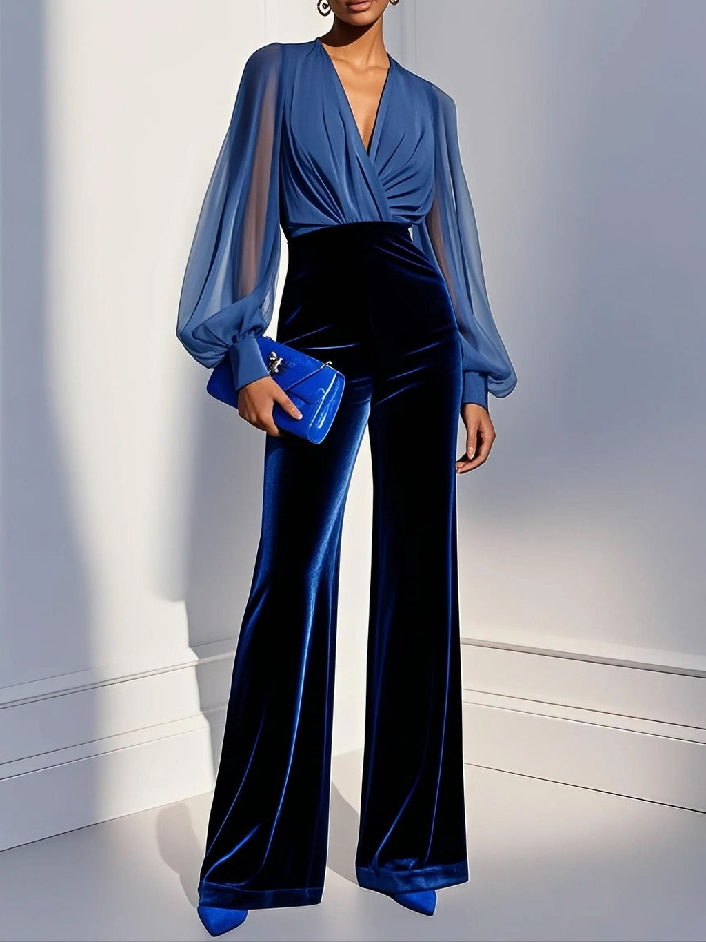 Vivienne | Mono elegante de malla con cuello de pico