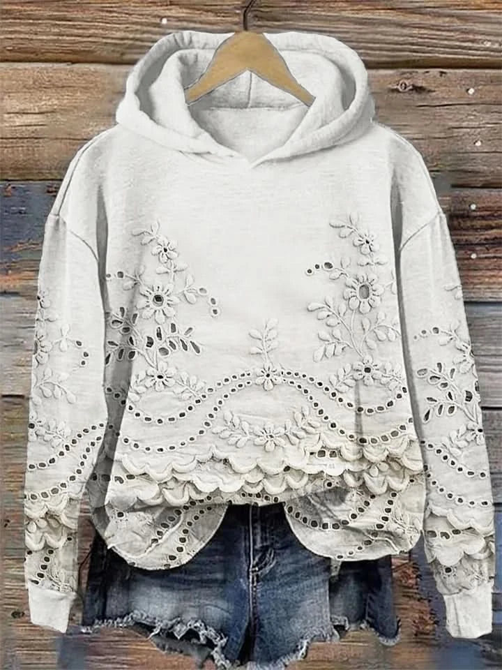 Sacha | Cozy Embroidered Floral Hoodie