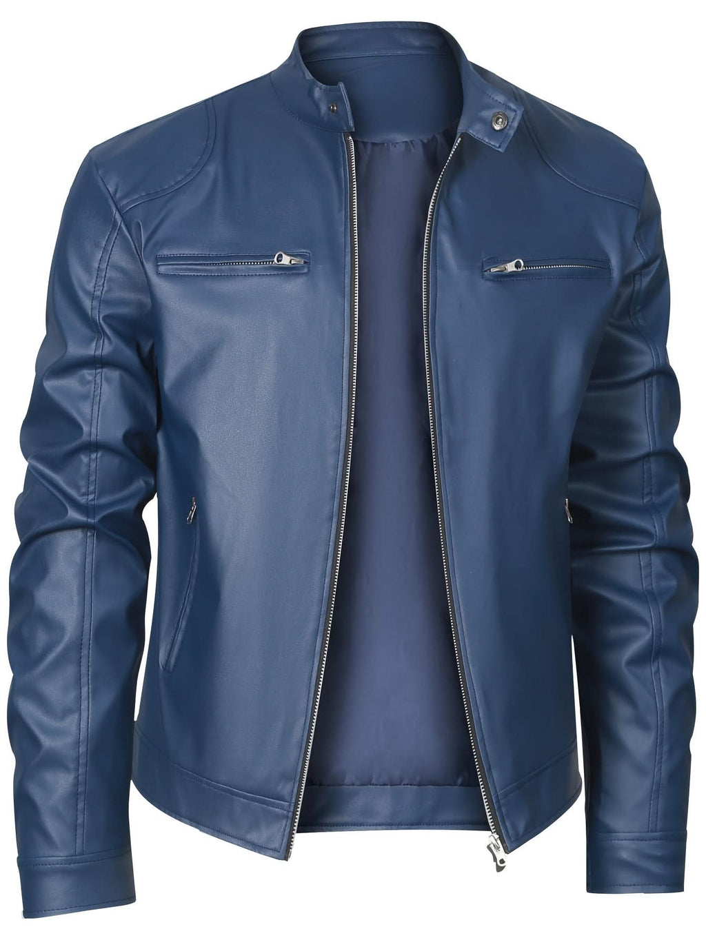 Ethan | Chaqueta Moto de Cuello Mandarín y Diseño Elegante