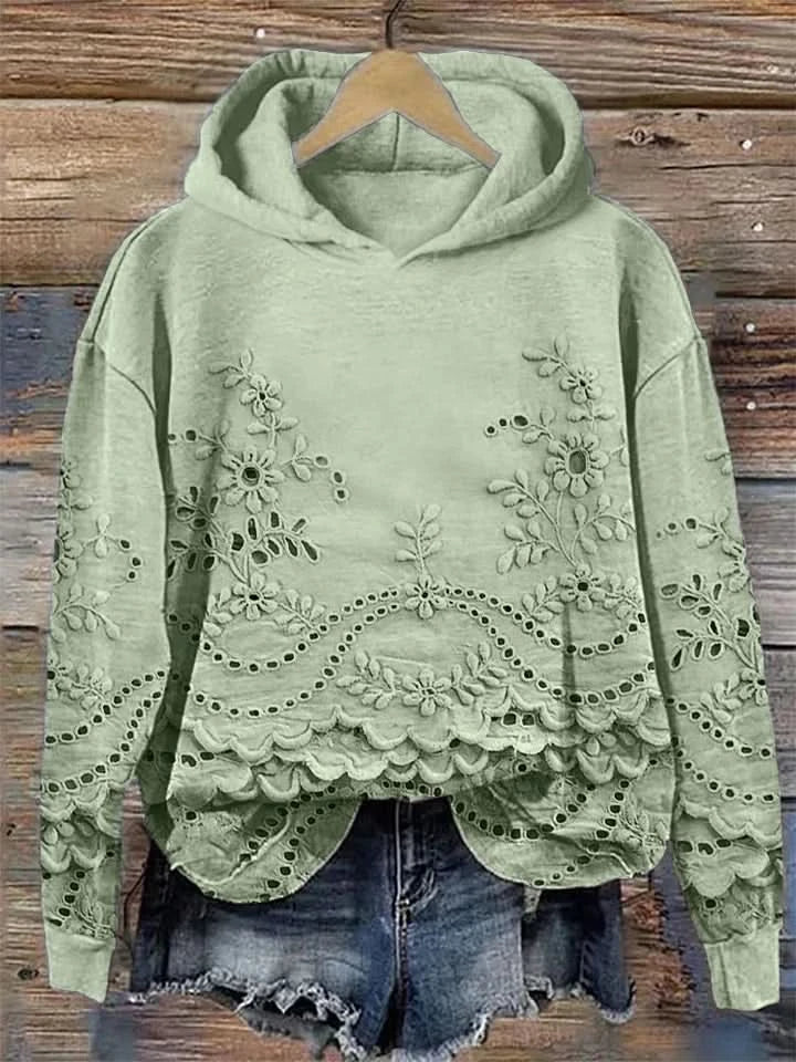 Sacha | Cozy Embroidered Floral Hoodie