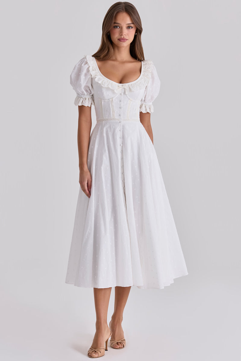 Bella™ | White Broderie Anglaise Midi Dress