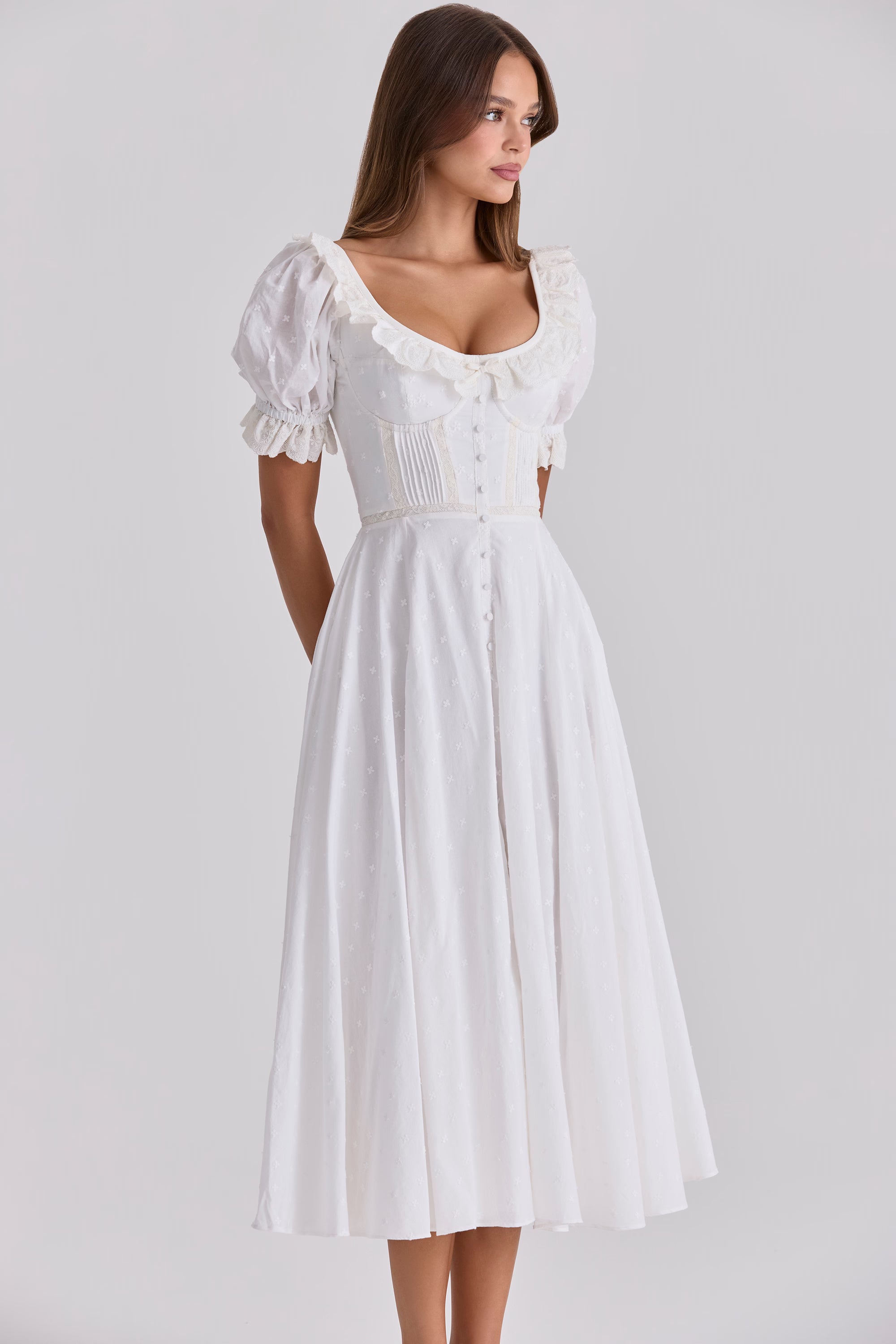 Bella™ | White Broderie Anglaise Midi Dress