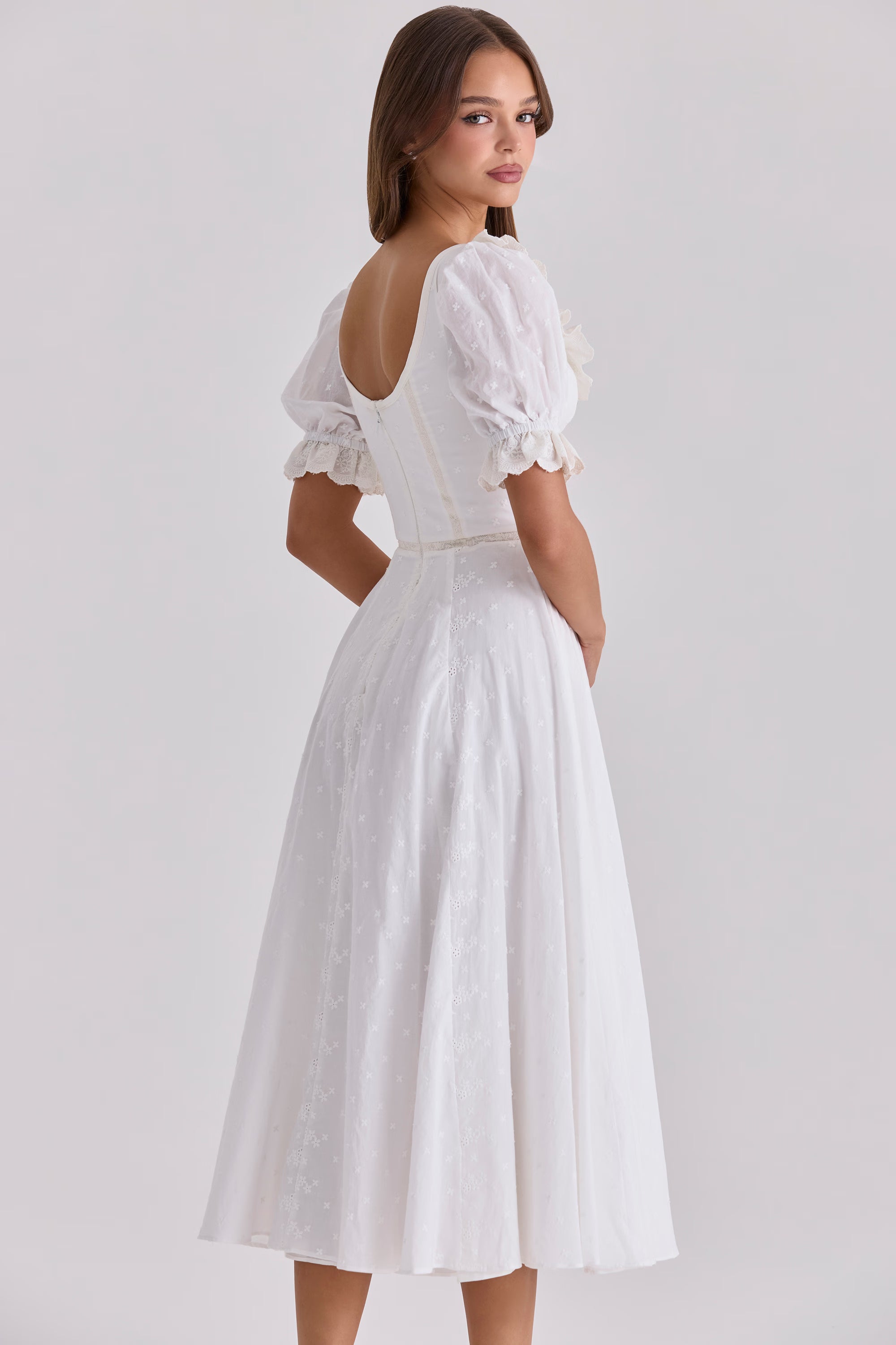 Bella™ | White Broderie Anglaise Midi Dress