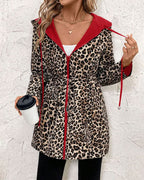 Hailey | Abrigo reversible con capucha de leopardo