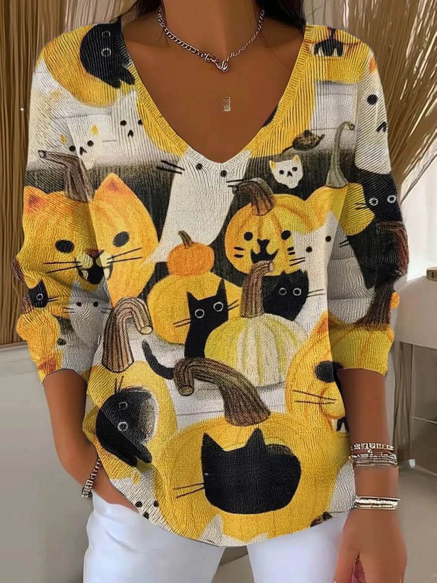 FLORENCE | Pull élégant en tricot jacquard à col en V