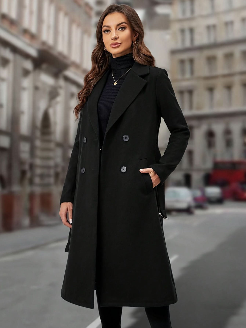 Elizabeth | Abrigo largo elegante con cinturón