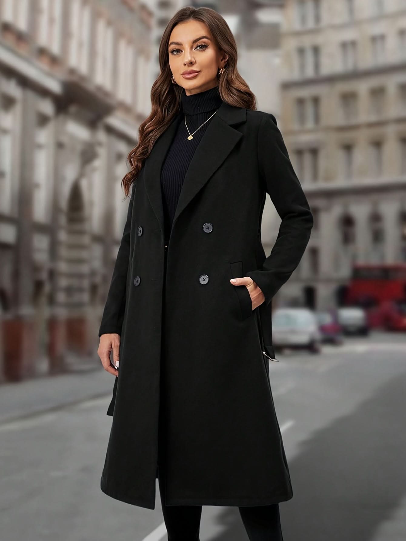 Elizabeth | Abrigo largo elegante con cinturón