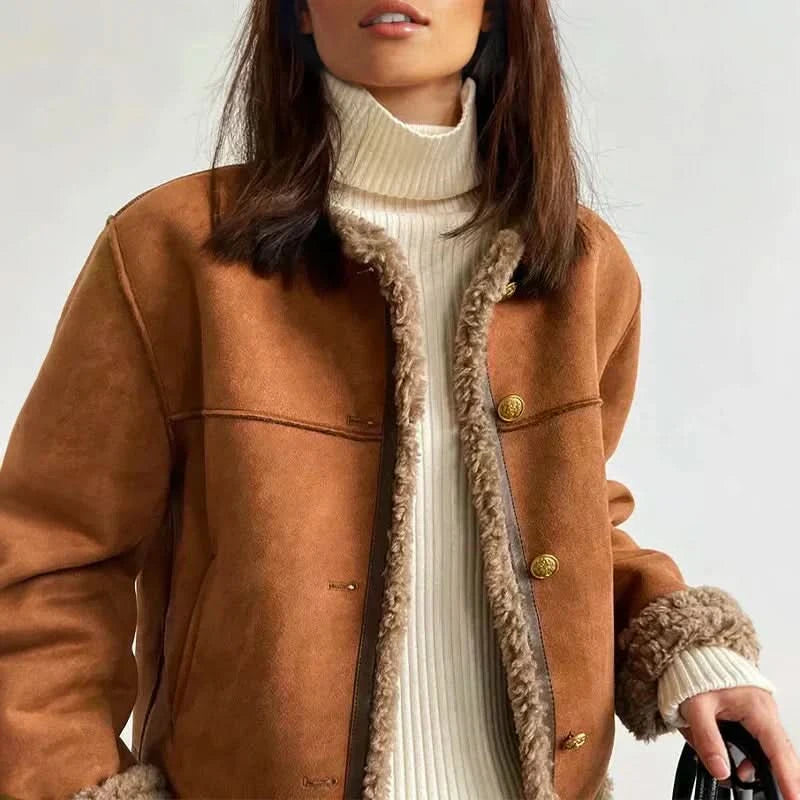 Evelyn | Veste de luxe en peau lainée