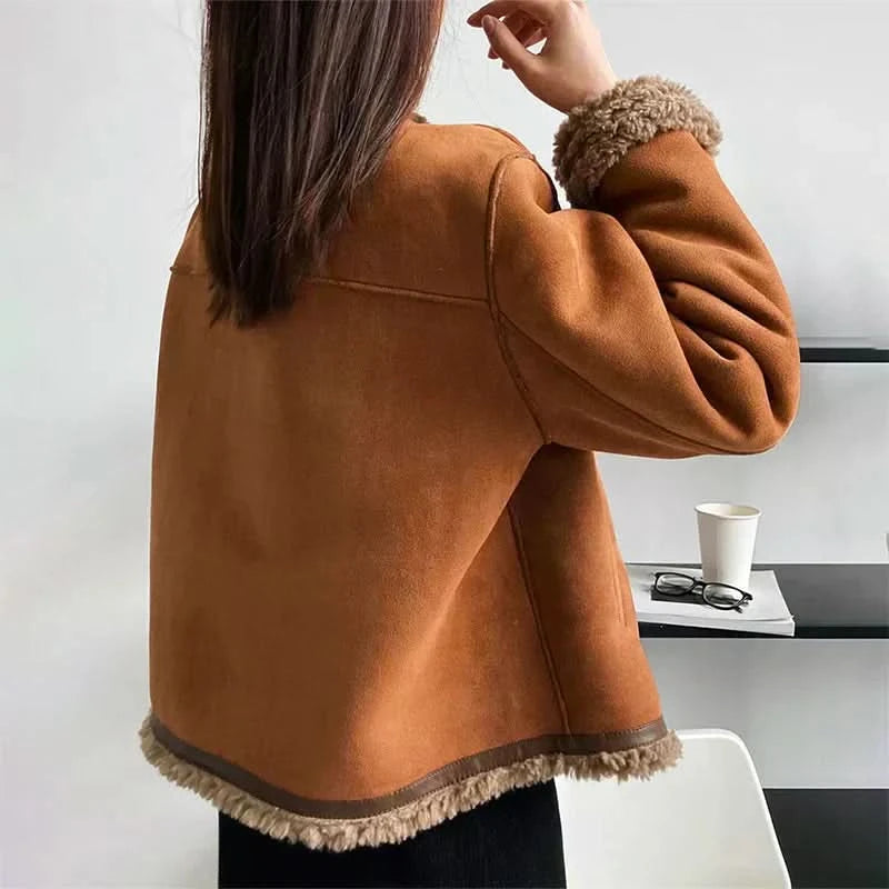 Evelyn | Veste de luxe en peau lainée