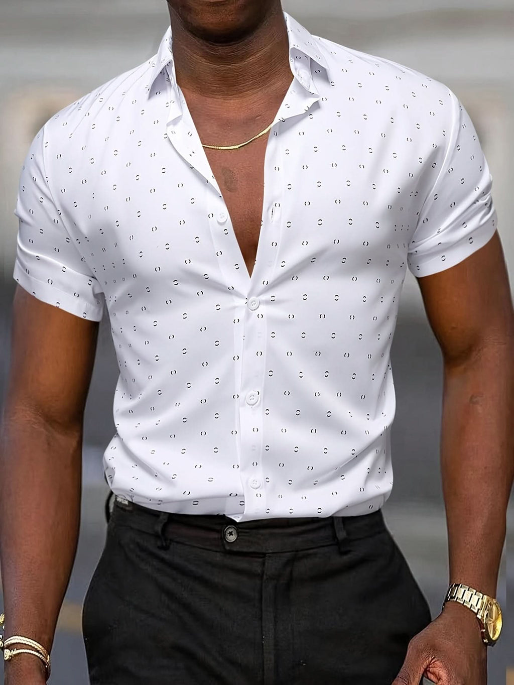 Elias | Camisa de manga corta estampada moderna con botones