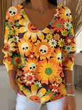 ELODIE | Pull élégant col en V à motifs