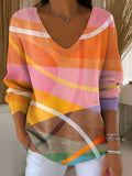 MADELEINE | Pull col V élégant à motifs