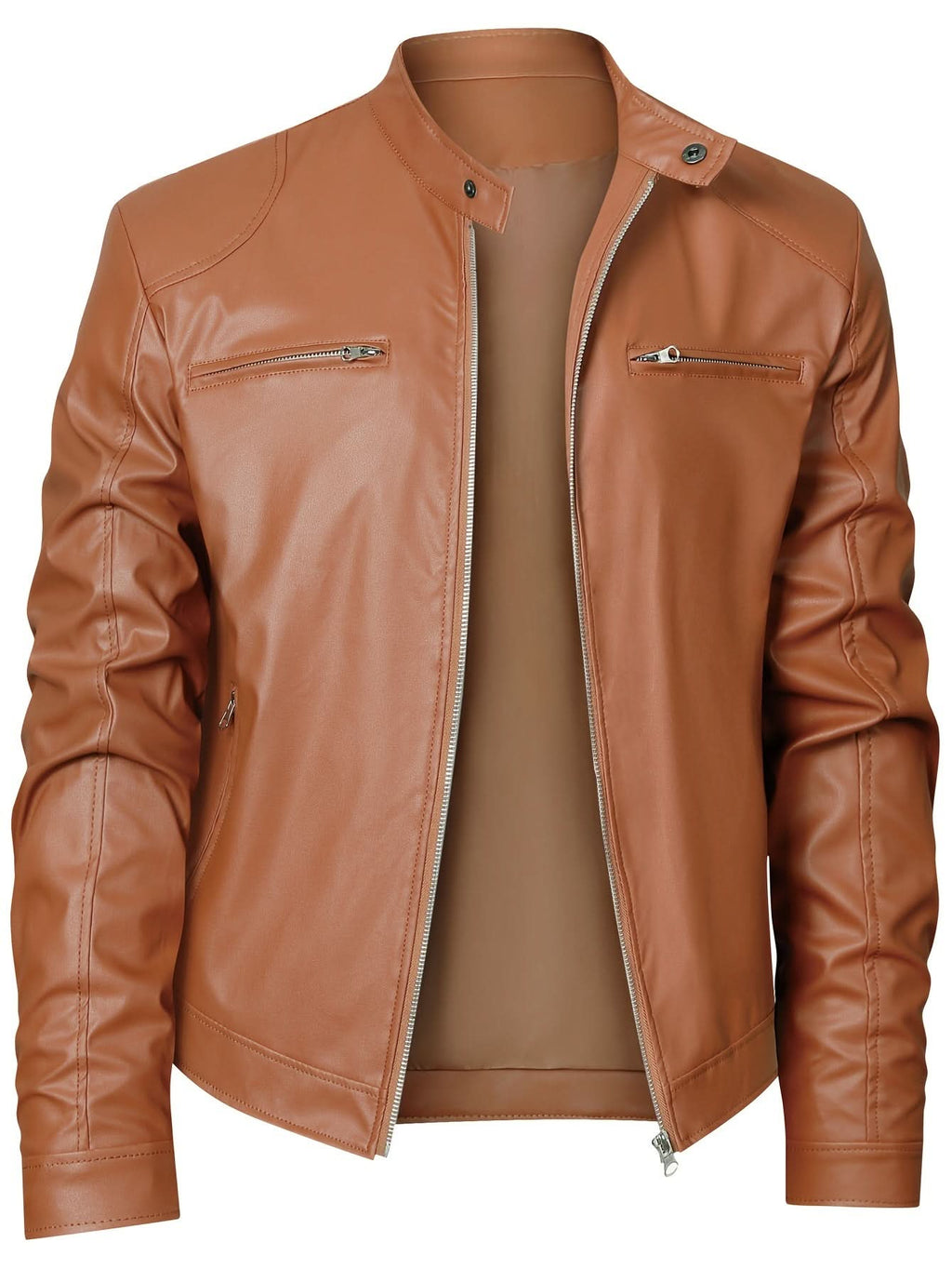 Ethan | Chaqueta Moto de Cuello Mandarín y Diseño Elegante