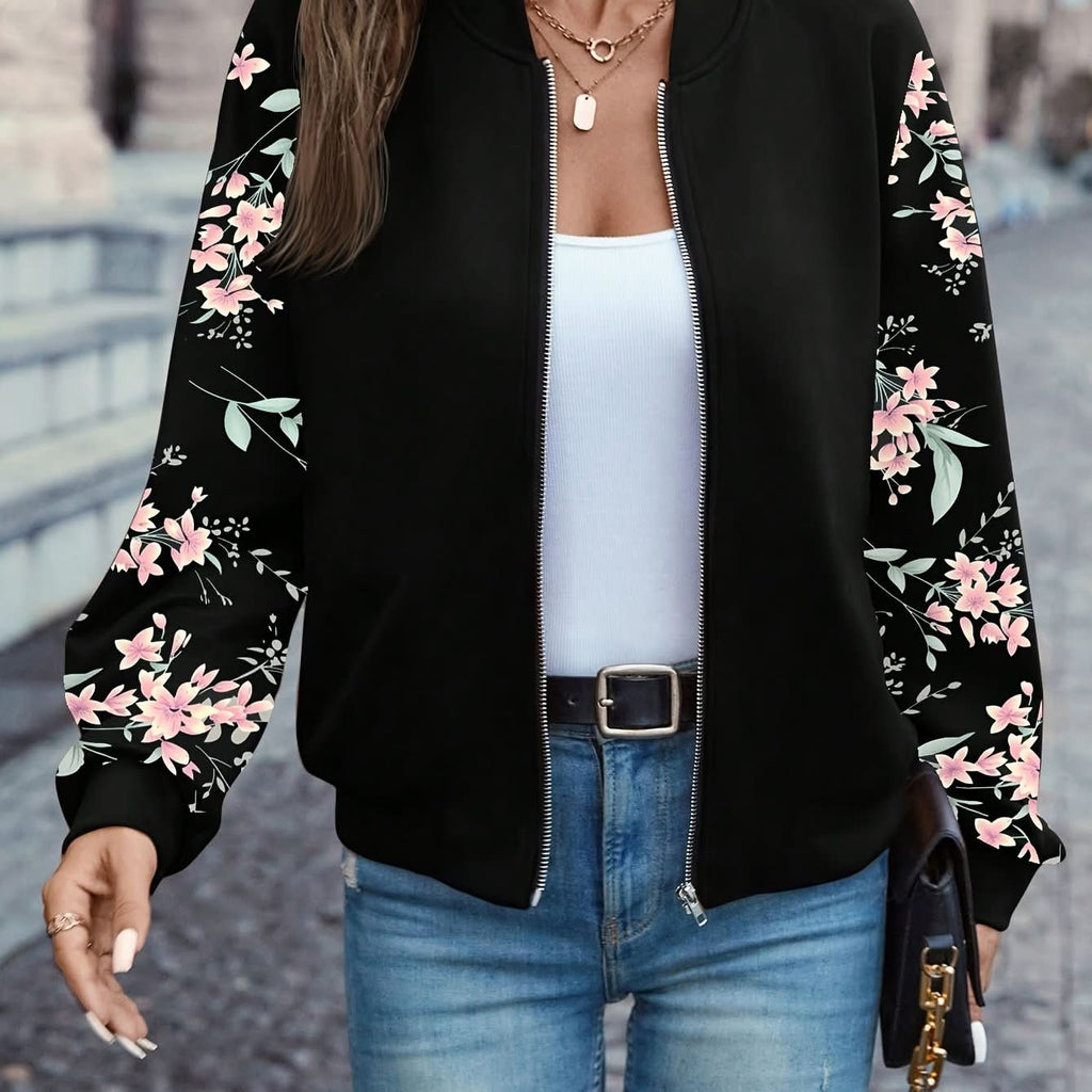 Harper | Chaqueta con Cremallera y Mangas Florales