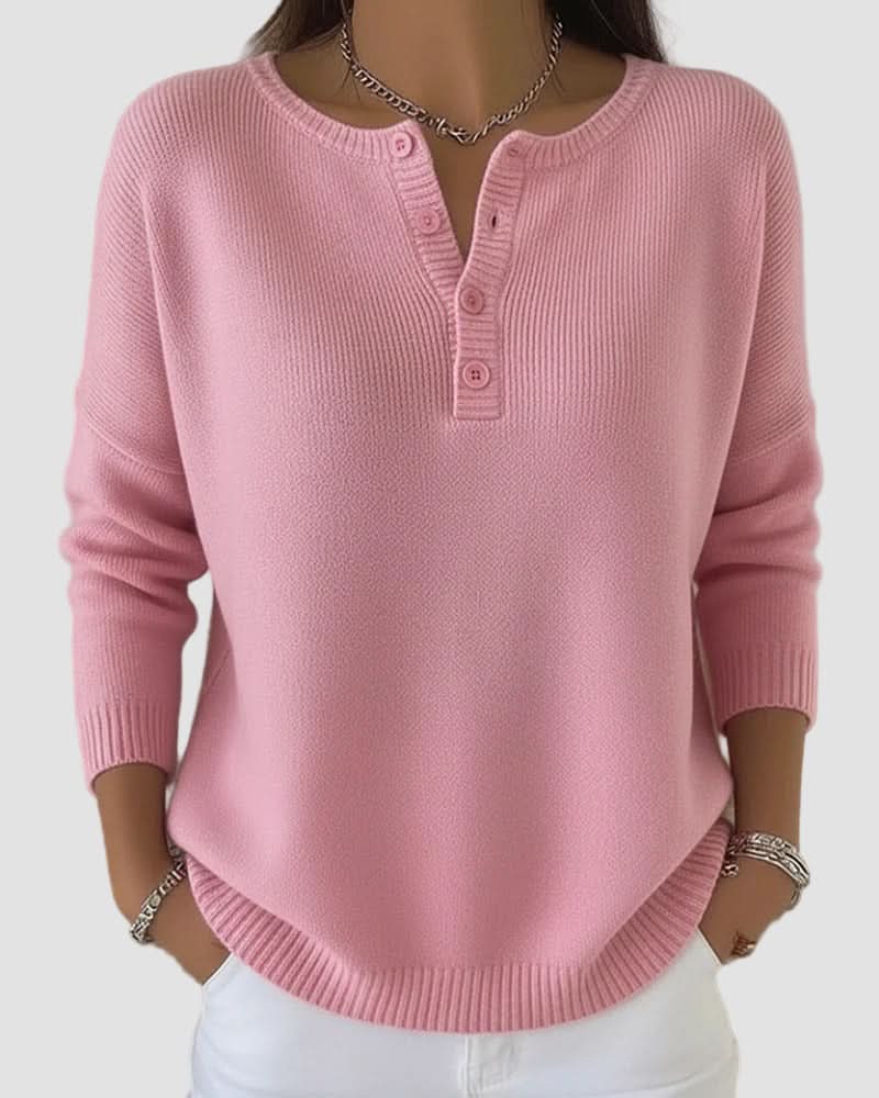 Scarlett | Elegant Button-Front Henley Sweater